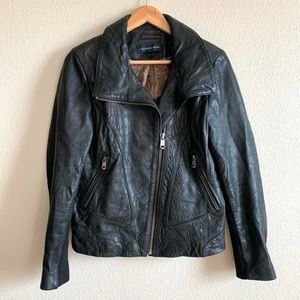 Andrew Marc Black Lamb Skin Leather Jacket Large